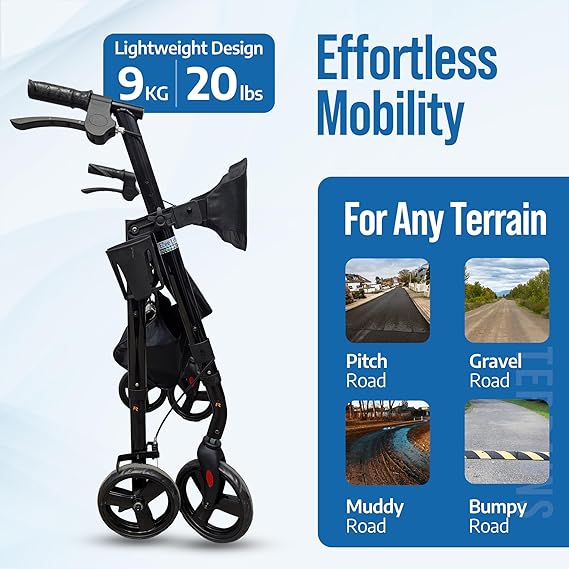 EZee Life Lightweight Steel Rollator CH3017, 300 lb Capacity