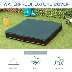 Kids Outdoor Sandbox with Canopy, Bottom Fabric Liner, Brown – view 4