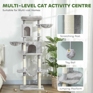 69" Cat Tree, Multi-Level Cat Tower with 2 Condos, Plush Perch and Sisal Scratching Posts, Dark Grey – view 10