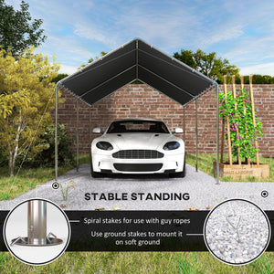 10' x 20' Carport Heavy Duty Galvanized Car Canopy with Included Anchor Kit, 3 Reinforced Steel Cables – view 12