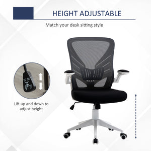 Mesh Office Chair Swivel Task Desk Chair with Lumbar Back Support, Flip-Up Arm, Adjustable Height Office, Grey/Black