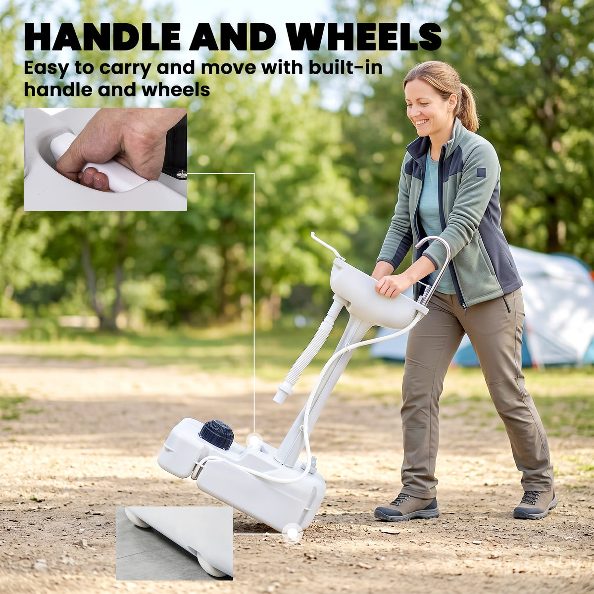 Portable Camping Sink — Hand Wash Station Basin with Recovery Tank, Soap Dispenser and Towel Holder