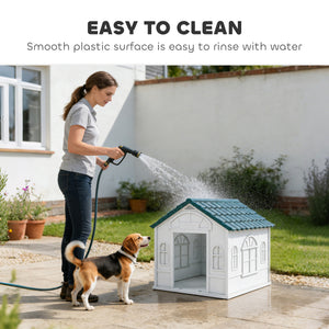 26" Plastic Dog House Outdoor with Air Vents, for Small Medium Dogs, Blue – view 4