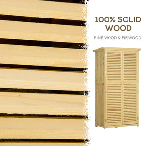 3' x 5' Wooden Garden Storage Shed, Sheds & Outdoor Storage with Asphalt Roof & 2 Large Wood Doors with Lock, Natural