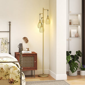 Industrial Floor Lamp with 3 Hanging Wire Lampshades, Dimmable Standing Lamp for Living Room, Bedroom – view 14