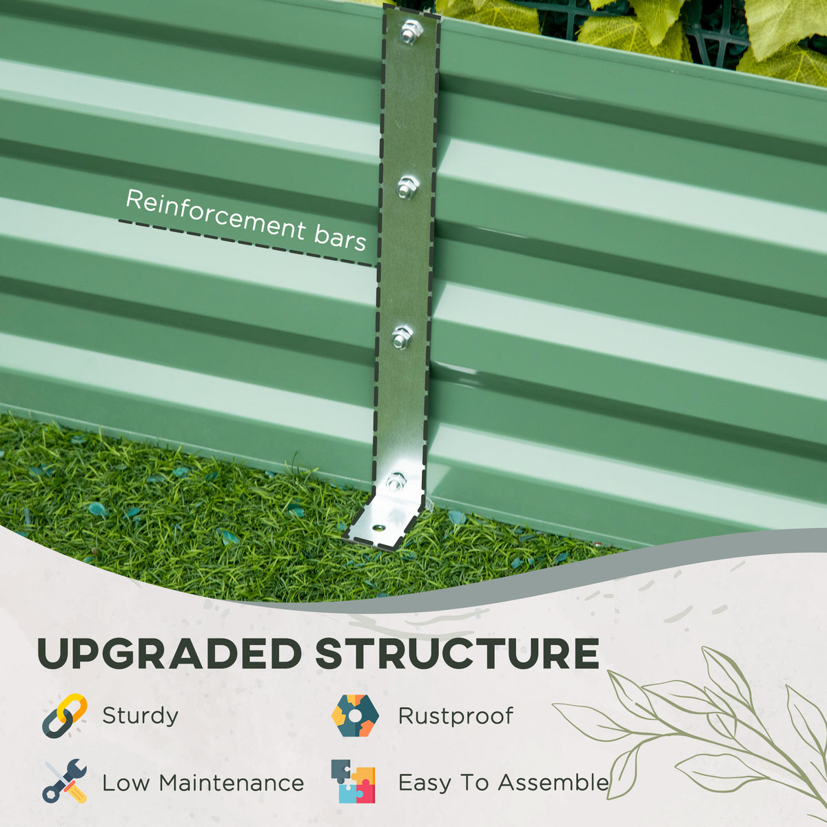 6' x 3' x 1' Raised Garden Bed with 2 Trellis Tomato Cages, Steel Frame Elevated Planter Box, Black – view 18