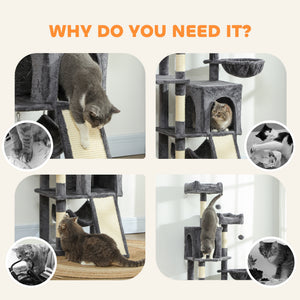Cat Tree, 70" Multi-Level Cat Tower with 2 Condos, 2 Perches, Hammock, Toy Balls – view 6