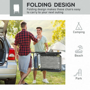 2 Pieces Outdoor Folding Patio Chair Set, Portable Camping Chairs with Armrests for Garden, Patio, Pool, Beach, Grey