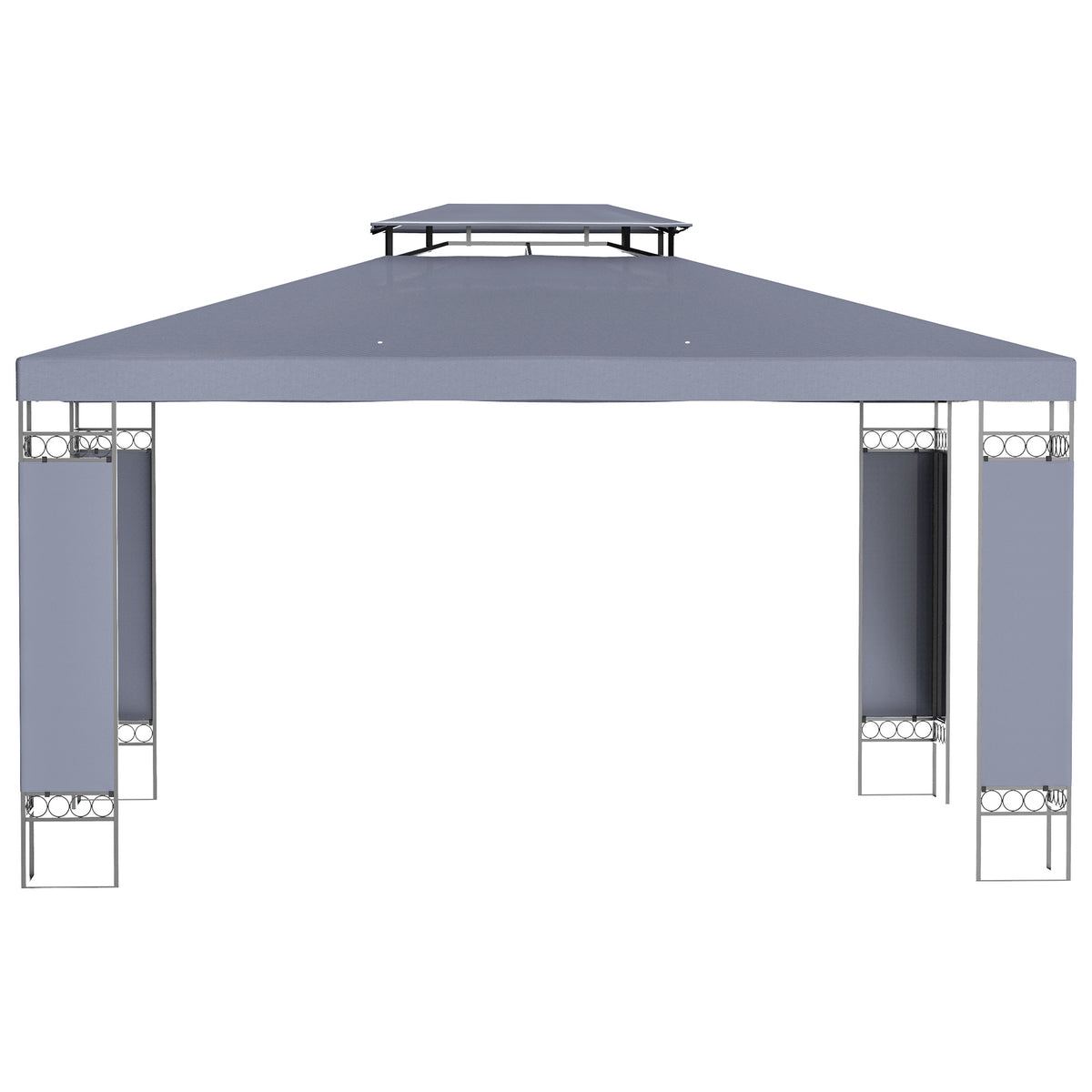 10' x 13' Outdoor Gazebo, Double Roof Patio Gazebo Canopy Shelter with Screen Decorate Corner Frame, White – view 13