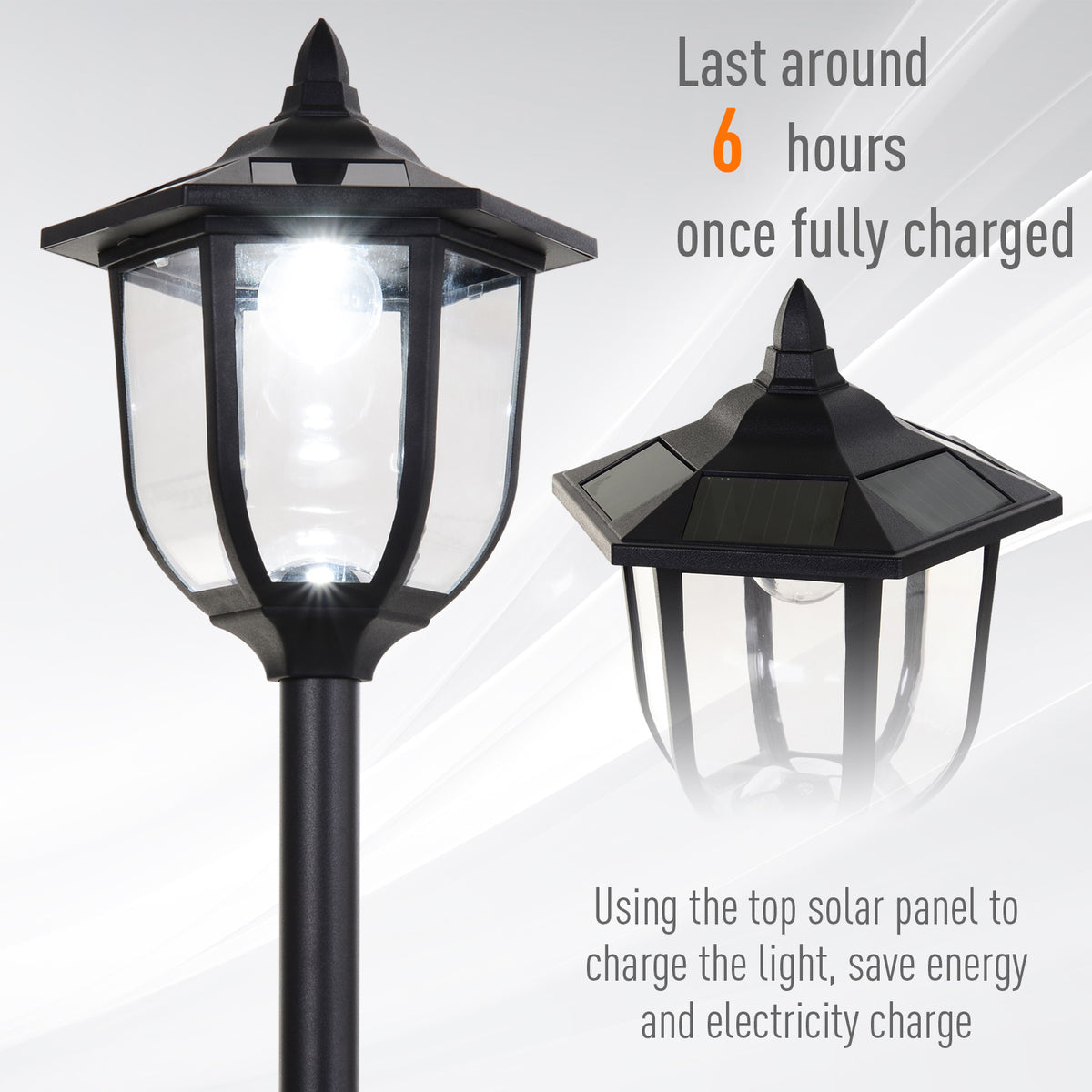 Solar Torch Lights Outdoor Garden Lighting 6 LED Water-Resist Auto On/Off 6 Hours