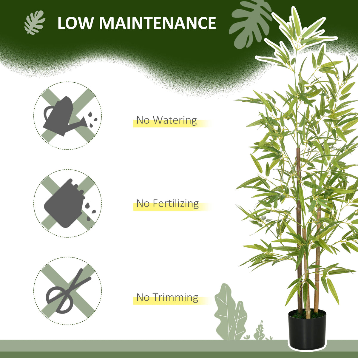 4ft Artificial Tree, Indoor Fake Bamboo with Pot, for Home Office Living Room Decor