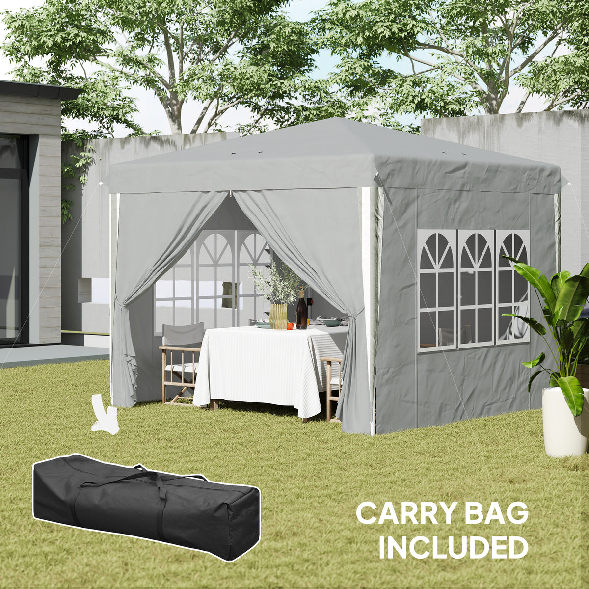 10' x 10' Pop-Up Canopy Tent with Sidewalls, Height-Adjustable, Carry Bag Included, for Outdoor, Garden – view 6