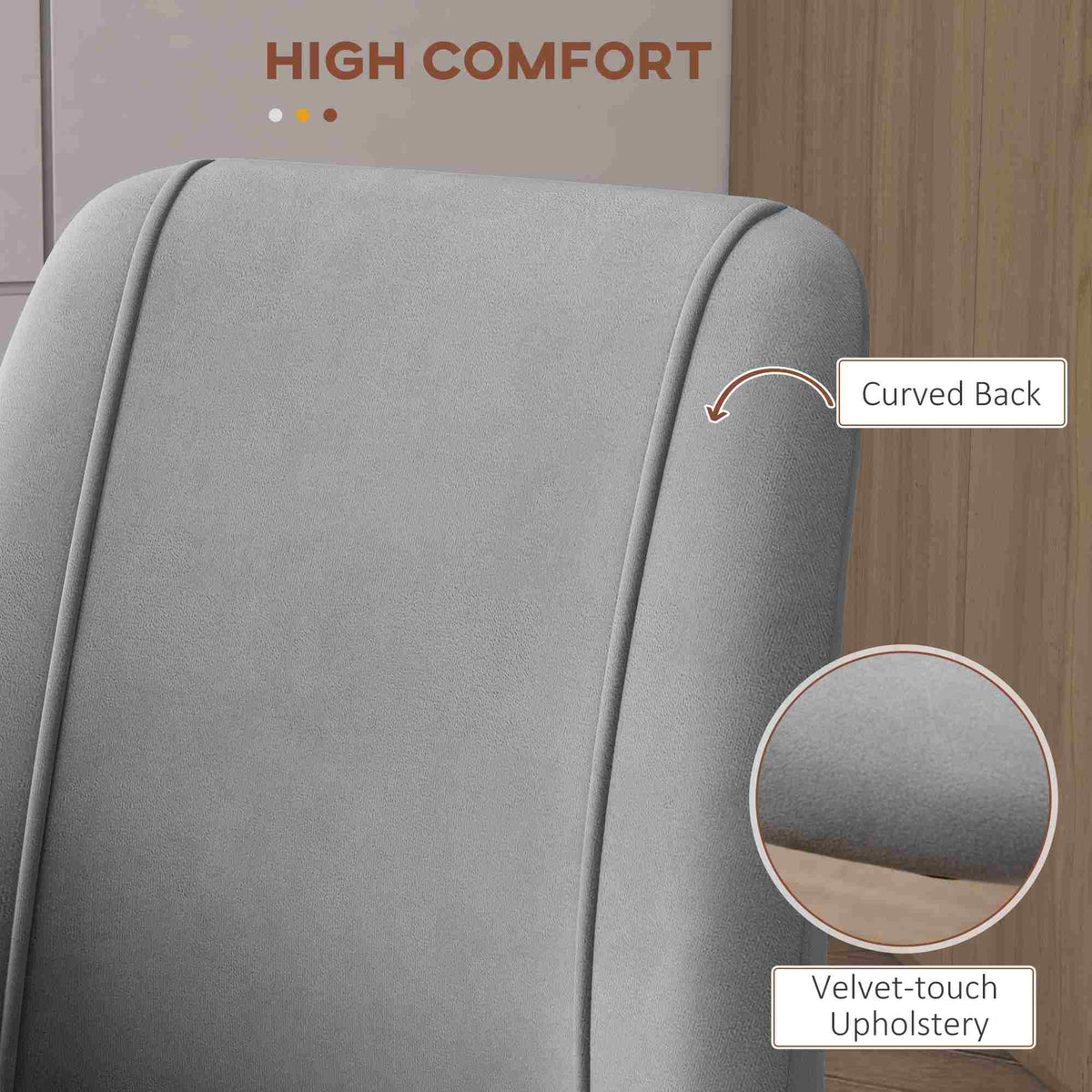 Upholstered Dining Chairs Set of 4, Velvet Accent Chair with Back and Wood-grain Steel Leg for Kitchen – view 28