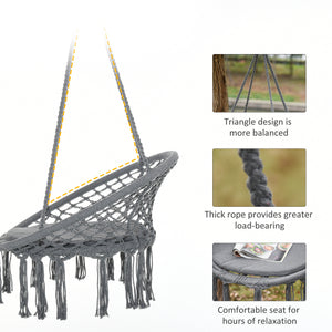 Patio Hammock Chair, Hanging Rope Hammock Swing for Indoor & Outdoor Use with Backrest – view 11