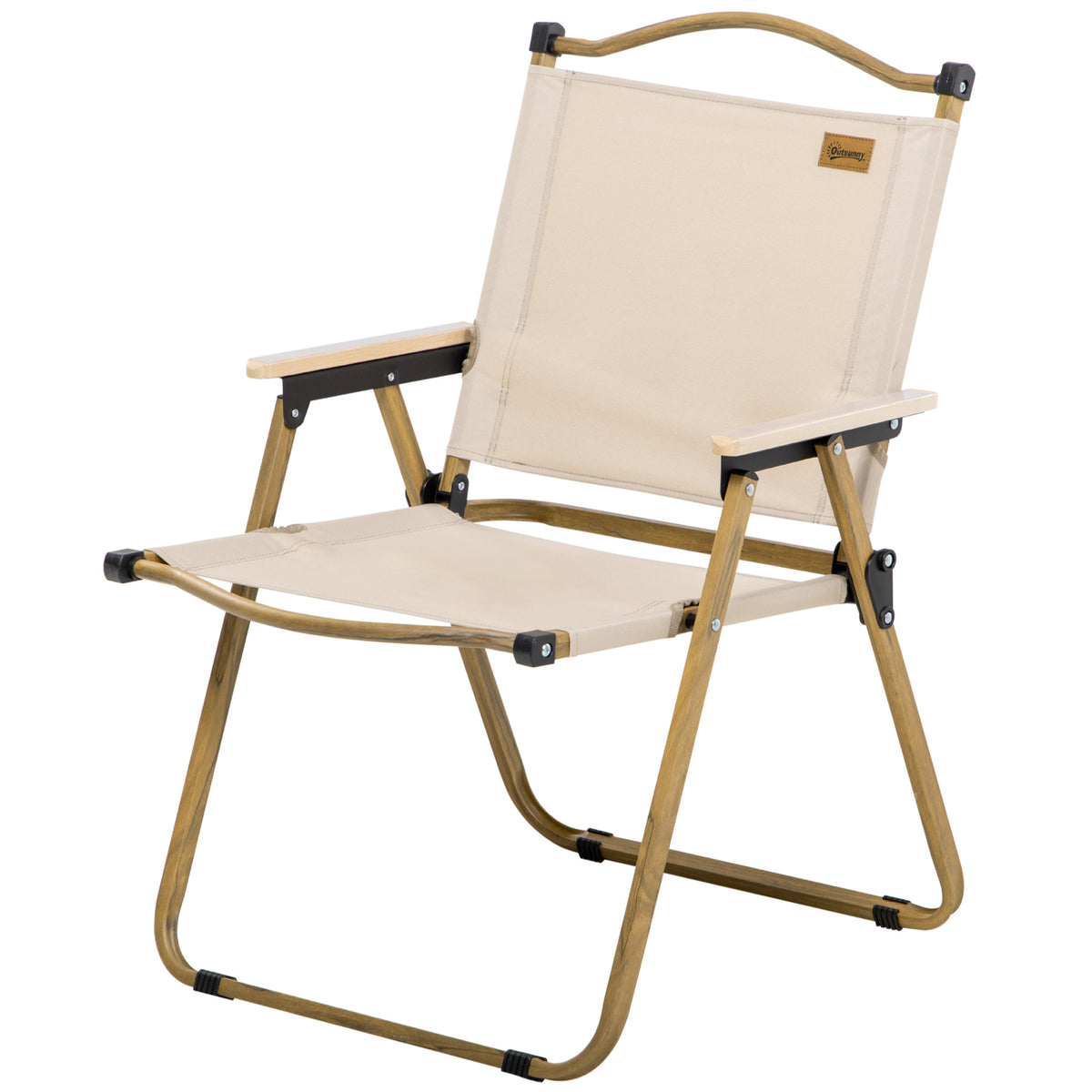 Camping Chair, Lightweight Folding Chair, Portable Armchair, Excellent for Festivals, Fishing, Khaki