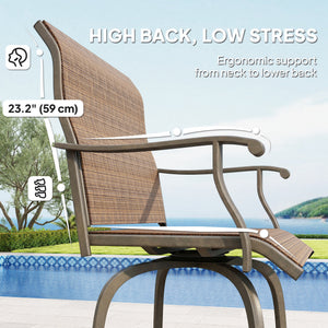 Outdoor Bar Stools Set of 2, Swivel Bar Height Chairs with High Back, Curved Armrests and Steel Frame, Black – view 26
