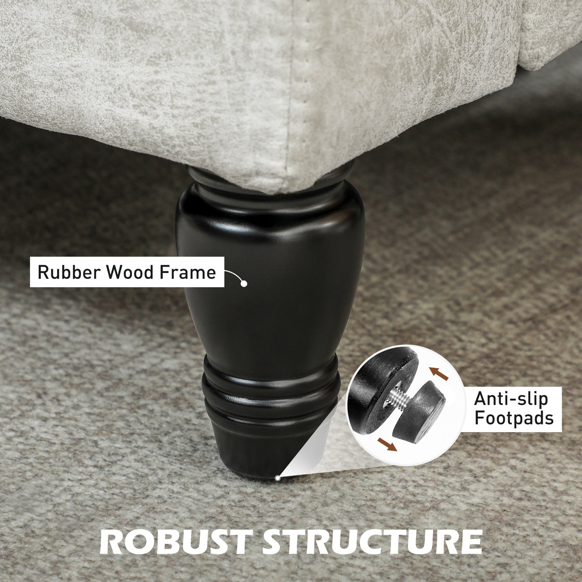 Modern Accent Chair, Leathaire Armchair with Turned Legs and Wide Seat, Comfy Chair for Living Room, Brown – view 11