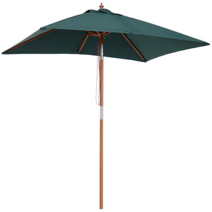 6.6x5ft Square Market Parasol, Wooden Patio Umbrella with Tilt Mechanism and 6 Bamboo Ribs – view 8