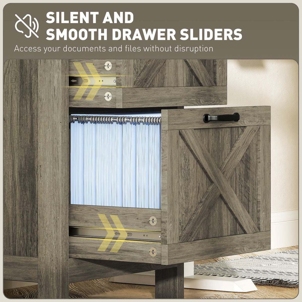 Vertical Filing Cabinet with 2 Drawers, Rustic Farmhouse Office Storage Cabinet for A4, Letter Size – view 13