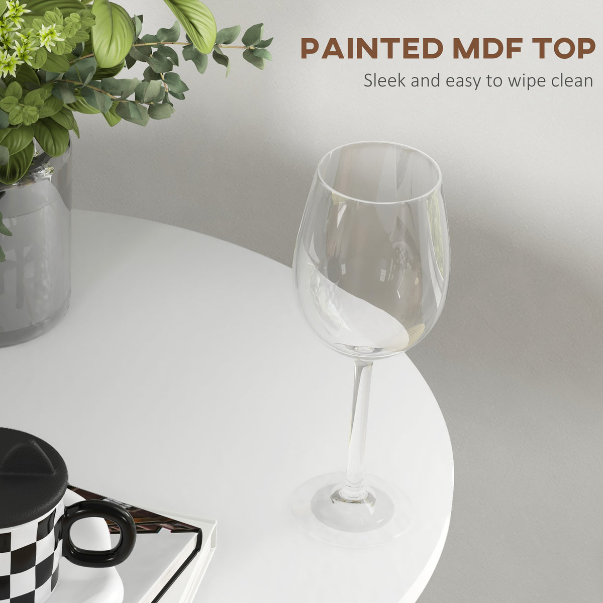 High Top Bar Table, Modern Round Dining Table with Painted Top and Steel Base, Bistro Table for 2 People – view 11