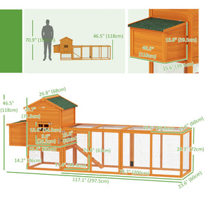 117" Extra Large Chicken Coop with Asphalt Roof, Wooden Hen House with Slide-out Tray – view 2