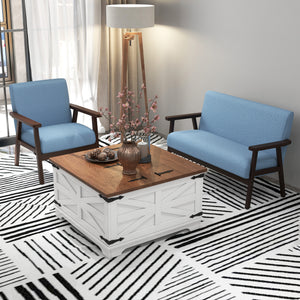 Accent Chairs with Cushioned Seat, Upholstered Linen-Feel Armchair with Adjustable Feet for Bedroom – view 6