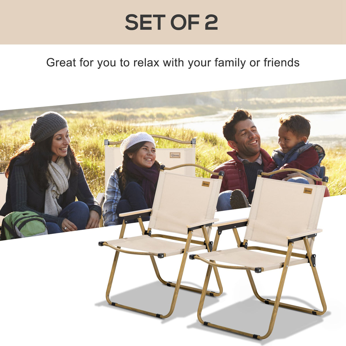 Camping Chair, Lightweight Folding Chair, Portable Armchair, Excellent for Festivals, Fishing, Khaki – view 10