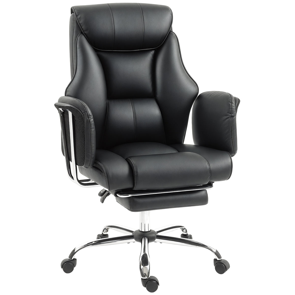 Reclining Office Chair, Overstuffed Executive Desk Chair with High Back, PU Leather, Footrest
