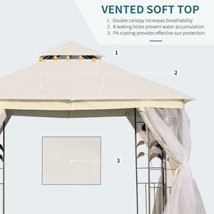 10'x10' Soft-top Steel Patio Gazebo Outdoor Sun Shelter with 2-Tier Polyester Roof, Curtain Sidewalls, Beige – view 10