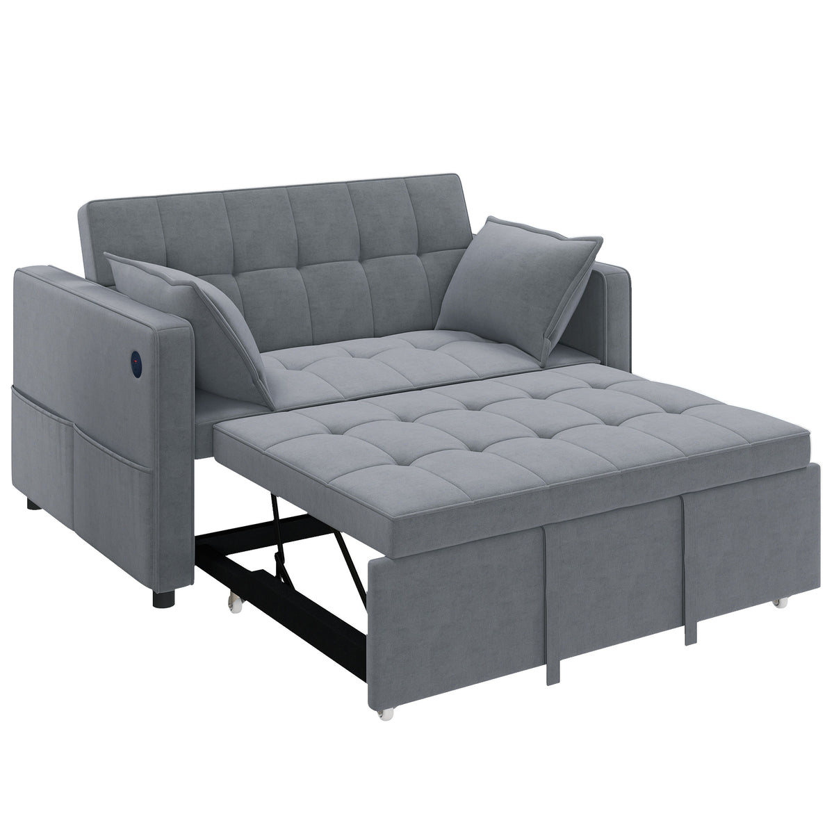 3‑in‑1 Convertible Sofa Bed, Pull Out Sleeper Sofa with USB Charging, Adjustable Backrest, Side Pockets – view 8