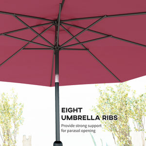 10' x 8' Round Market Umbrella, Patio Umbrella with Crank Handle and Tilt, Outdoor Parasol for Garden, Blue – view 55