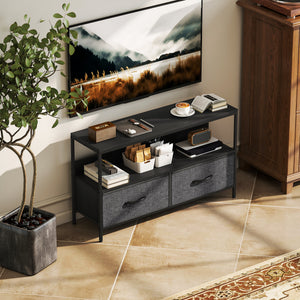 TV Stand with Charging Station, TV Table with 2 Foldable Linen Drawers and Open Shelf for 47 Inch – view 7
