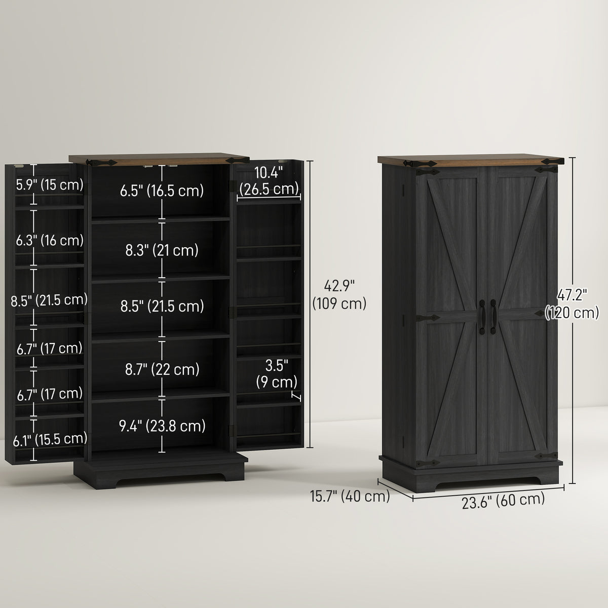 47" Kitchen Pantry Storage Cabinet, Farmhouse Kitchen Pantry Cabinet with Adjustable Shelves and Door – view 4