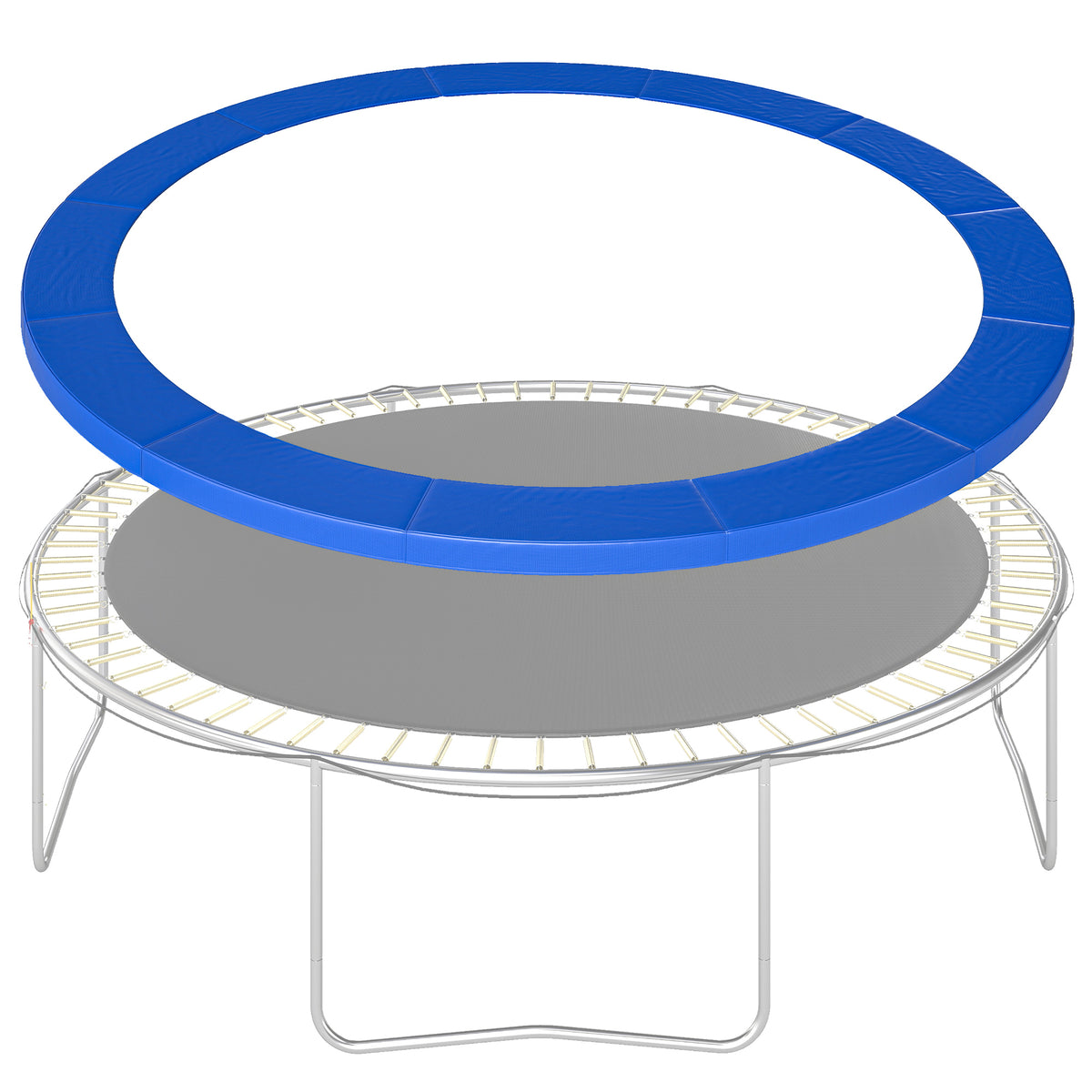 12ft Trampoline Pad, Trampoline Replacement Safety Pad Mat Spring Cover, Water-Resistant, UV-Resistant, Tear-Resistant Edge Protection, No Holes for Pole, Blue