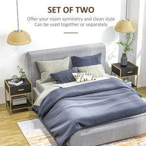 Nightstand Set of 2, Modern Bedside Table with Drawer and Shelf, Bedside Cabinets for Bedroom, White – view 10
