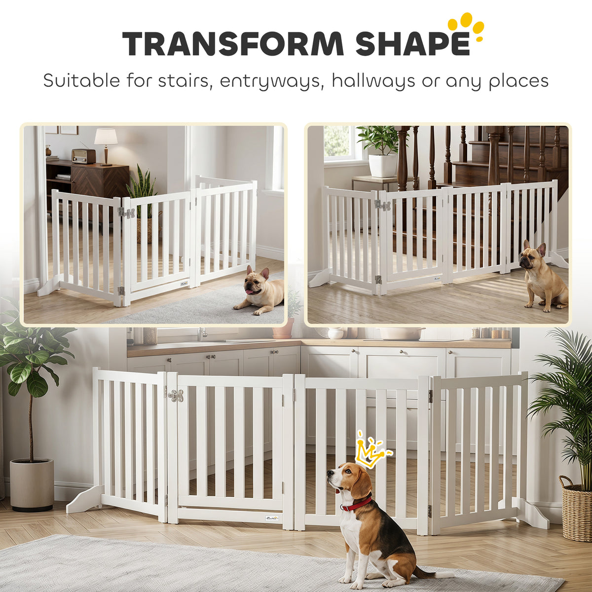 23.5"H Foldable Dog Gate with Door, 4 Panels Freestanding Pet Gate Barriers Indoor with Support Feet – view 7
