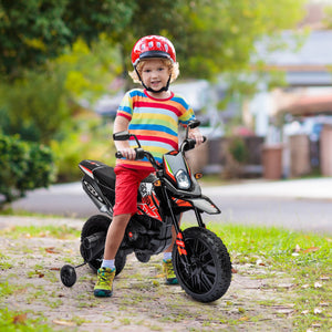 Qaba 12V Aprilia Licenced Kids Electric Motorcycle, Battery-Powered Dirt Bike with Training Wheels for Aged 3-8
