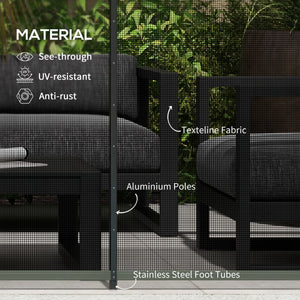 4-Panel Swimming Pool Fence, Aluminium Rustproof Pool Fencing, Overall Size 4' x 12', Black