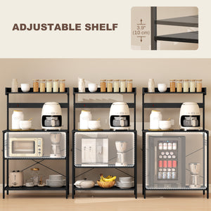 Kitchen Baker's Rack with Power Outlet, Coffee Bar Station with Adjustable Shelves and Hooks – view 11