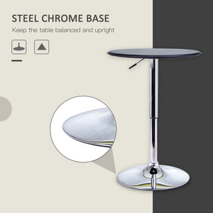 Modern Round Bar Table Adjustment Height Home Pub Bistro Desk Faux Leather Covered Wooden Top Chrome Base – view 5