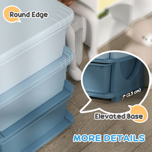 Qaba 3 Tier Kids Toy Organizer and Storage Bins with 6 Plastic Drawers