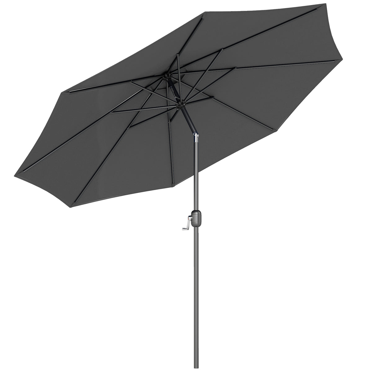 10' x 8' Round Market Umbrella, Patio Umbrella with Crank Handle and Tilt, Outdoor Parasol for Garden, Blue – view 15