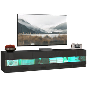 Lighted TV Stand for TVs up to 75", TV Cabinet with Storage for Living Room, High Gloss White – view 8