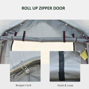 8' x 6' Carport with Sidewalls and Roll-up Door, Outdoor Storage Shelter for Motorcycle and Car, Grey – view 5