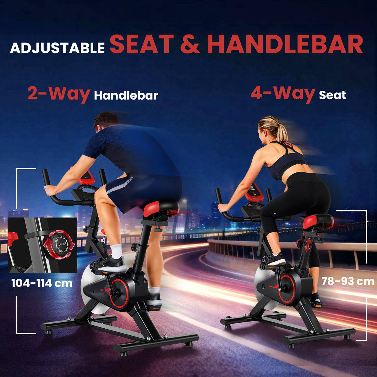 Soozier Upright Exercise Bike, Magnetic Resistance Stationary Bike with LCD Display, Indoor Cycling Bike for Home w/ Adjustable Resistance, Comfortable Seat Cushion