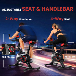 Soozier Upright Exercise Bike, Magnetic Resistance Stationary Bike with LCD Display, Indoor Cycling Bike for Home w/ Adjustable Resistance, Comfortable Seat Cushion