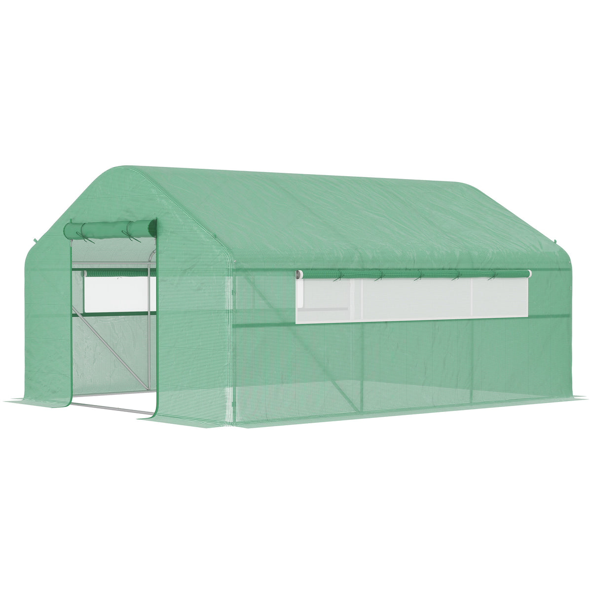 Walk-in Tunnel Greenhouse with Galvanized Steel Frame, Doors & Windows, Wind Resistant