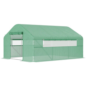 Walk-in Tunnel Greenhouse with Galvanized Steel Frame, Doors & Windows, Wind Resistant