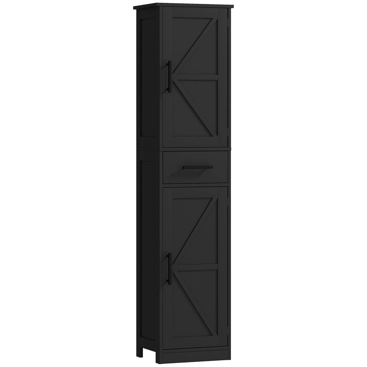67" Tall Bathroom Cabinet, Narrow Bathroom Storage Cabinet with Drawer, Barn Doors and Adjustable Shelves