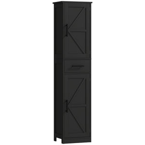 67" Tall Bathroom Cabinet, Narrow Bathroom Storage Cabinet with Drawer, Barn Doors and Adjustable Shelves